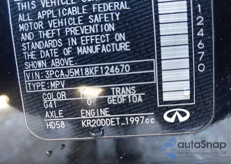 2019 Infiniti Qx50 Essential from USA, damaged, VIN 3PCAJ5M18KF124670